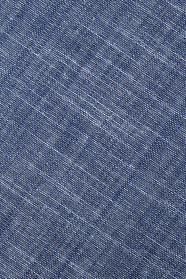 Camisa Manga Corta Look De Lino Azul Marino Jaspe Slim Fit Caballero